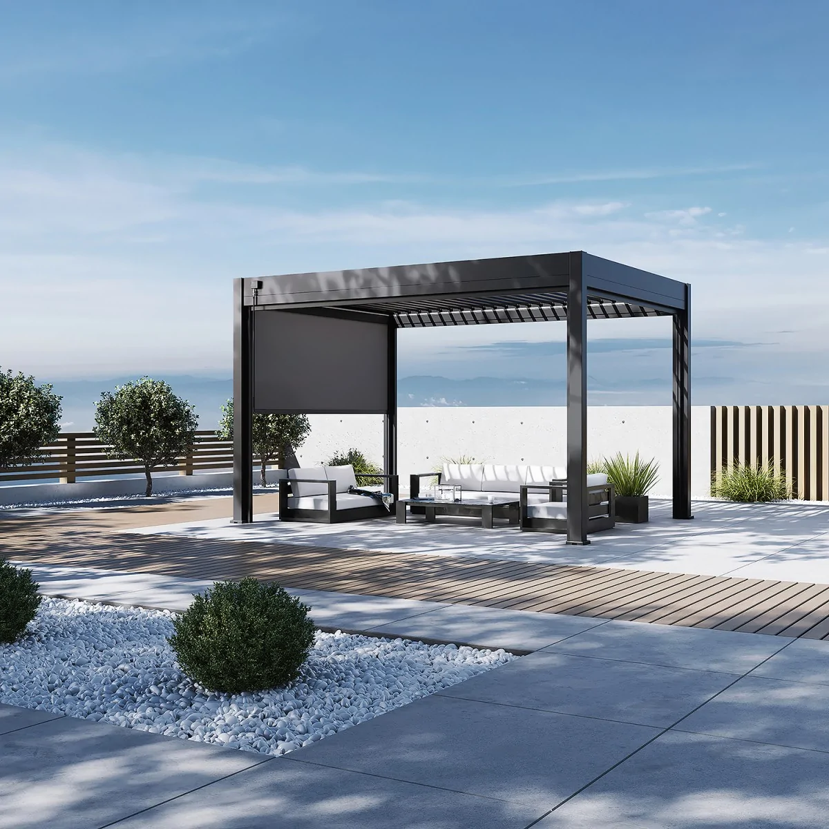 P&eacute;rgola Bioclim&aacute;tica Gris Autoportante 3x4 (Motorizada)