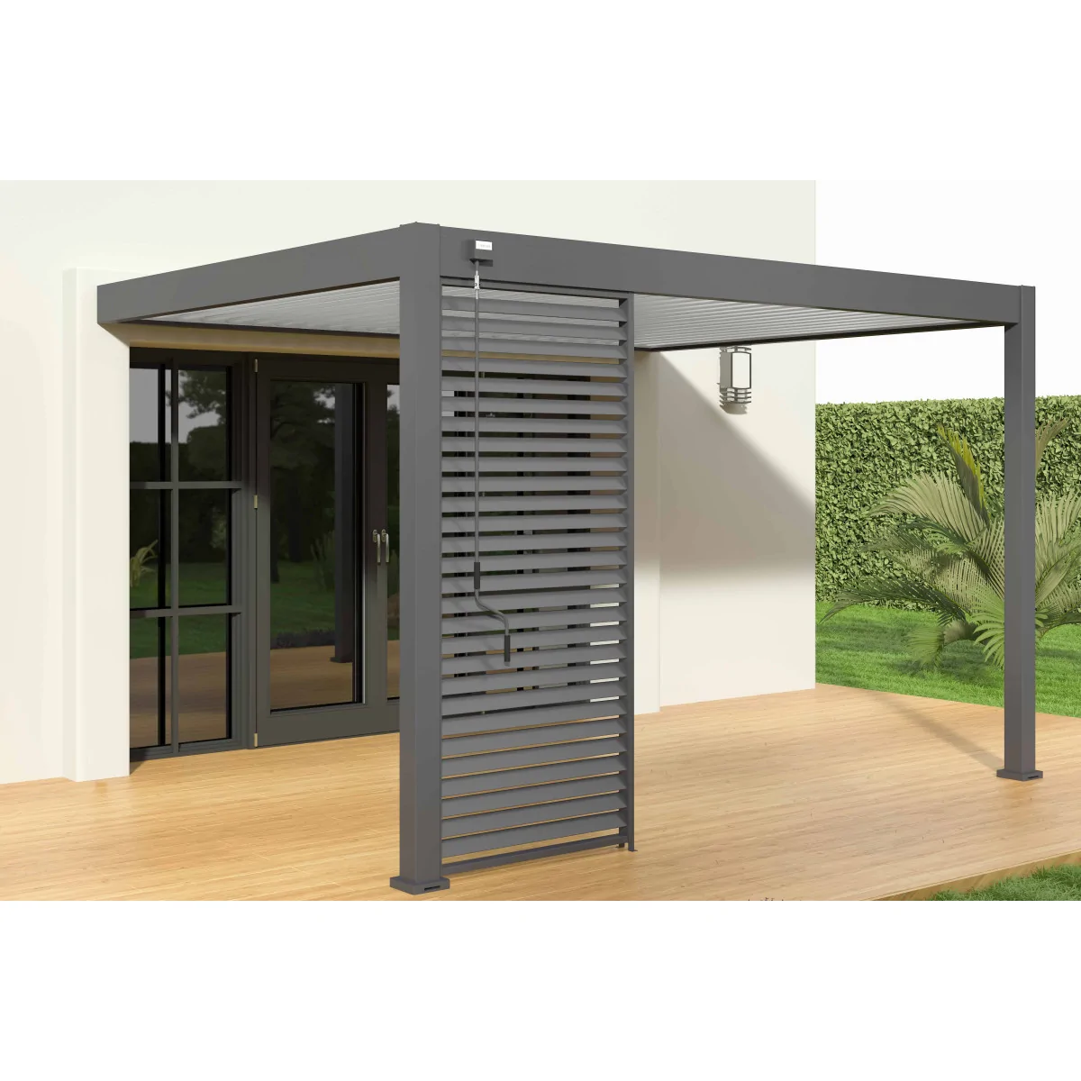P&eacute;rgola Bioclim&aacute;tica Gris y Blanco Adosada 3x4 (Manual)