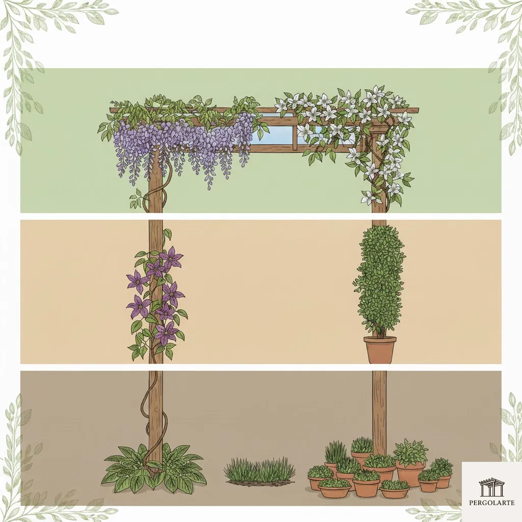 Niveles de altura para plantas en pergola Niveles de altura para plantas en pergola