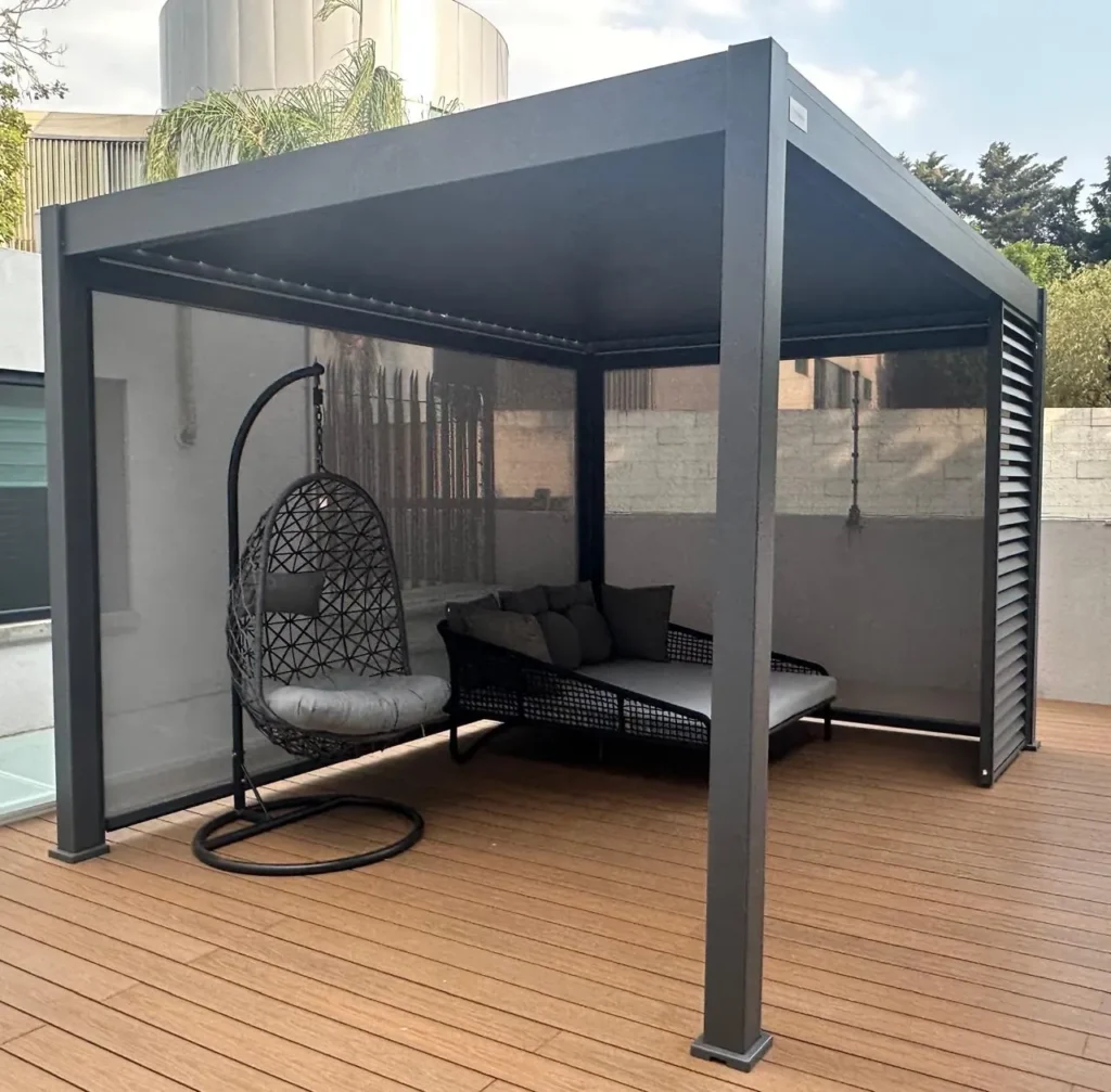 P&eacute;rgolas Bioclim&aacute;ticas modernas gris autoportante 3x4