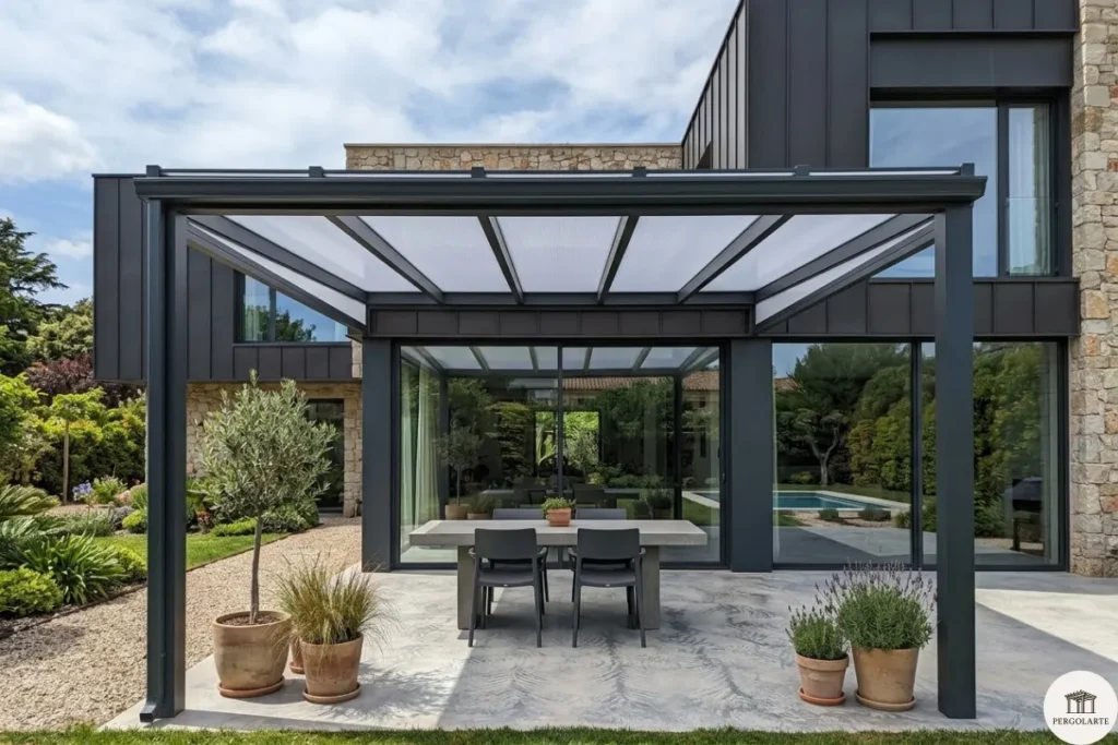 P&eacute;rgola de Aluminio con techon de policarbonato